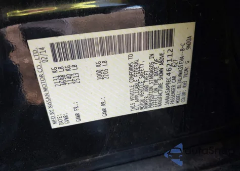 2014 Nissan Maxima 3.5 Sv from USA, damaged, VIN 1N4AA5AP9EC462112